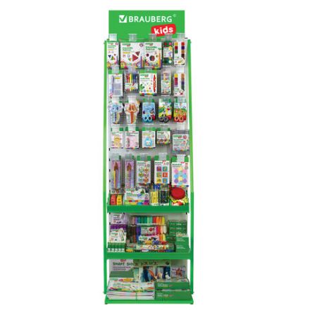 Стойка для размещения товара напольная BRAUBERG KIDS, 205x60x50 см, 25 крючков, 3 полки, 506321