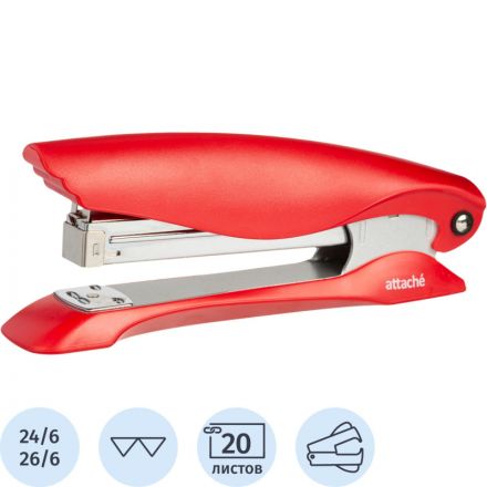 Степлер Attache №24/6 до 20л. увелич. глубина закладки красн антистеп Степлер Attache №24/6 до 20л. увелич. глубина закладки красн антистеп