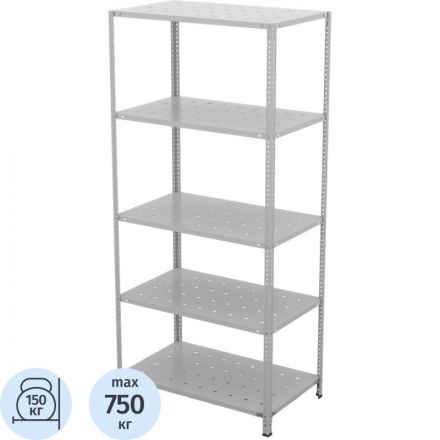 Стеллаж металлический ГТС_ТС Лайт, 2200x1000x500, Полки: 5 шт. метал. перф Стеллаж металлический ГТС_ТС Лайт, 2200x1000x500, Полки: 5 шт. метал. перф