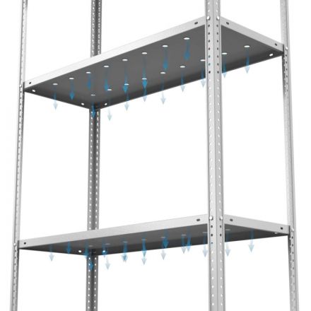 Стеллаж металлический ГТС_ТС Лайт, 2200x1000x500, Полки: 5 шт. метал. перф Стеллаж металлический ГТС_ТС Лайт, 2200x1000x500, Полки: 5 шт. метал. перф