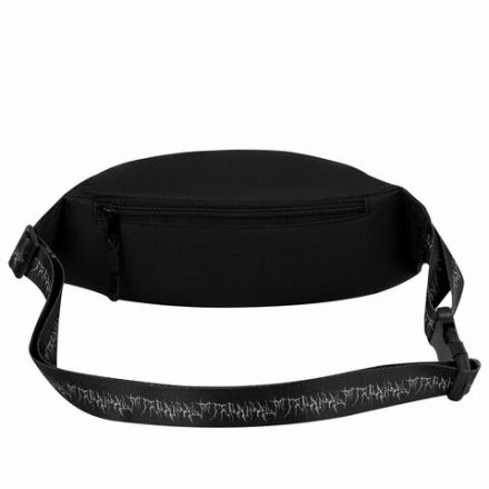Сумка на пояс HEIKKI RIO (ХЕЙКИ), два отделения, регулируемый ремень, черная с белым, 38х12х8 см, 272617