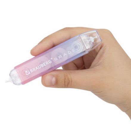 Корректирующая лента двусторонняя BRAUBERG "GRADE PASTEL", 5 мм x 10 м, КОМПЛЕКТ 3 штук, 273026