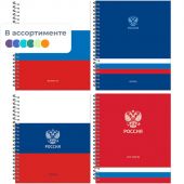 Тетрадь общая Россия А5 96л клетка спираль обл. картон, ассорти 21с18-96