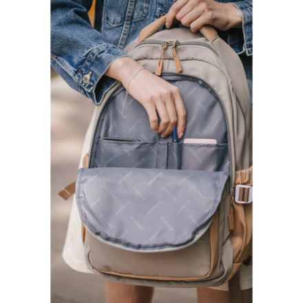 Рюкзак HEIKKI GOODLY (ХЕЙКИ) универсальный, 2 отделения, отделение для ноутбука, бежевый, 46x33x18 см, 273868