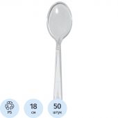 Ложка одноразовая столовая Комус прозрачная, 18 см, ПС 50шт./уп