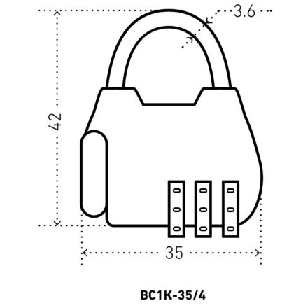 Замок навесной кодовый_УЗК АЛЛЮР ВС1К-35/4 (HA806) CP серебро d=4мм