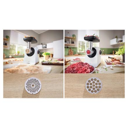 Мясорубка BOSCH MFWS420W, мощность 1900 Вт, производительность 2,5 кг/мин, металлический шнек, реверс Мясорубка BOSCH MFWS420W, мощность 1900 Вт, производительность 2,5 кг/мин, металлический шнек, реверс