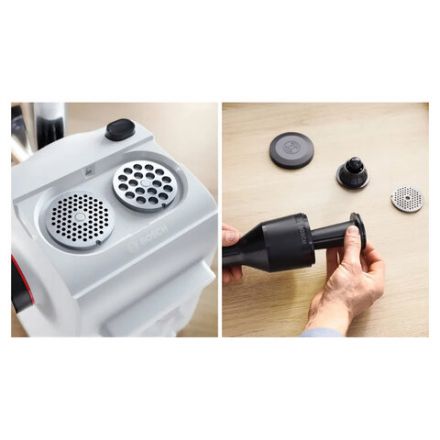 Мясорубка BOSCH MFWS420W, мощность 1900 Вт, производительность 2,5 кг/мин, металлический шнек, реверс Мясорубка BOSCH MFWS420W, мощность 1900 Вт, производительность 2,5 кг/мин, металлический шнек, реверс