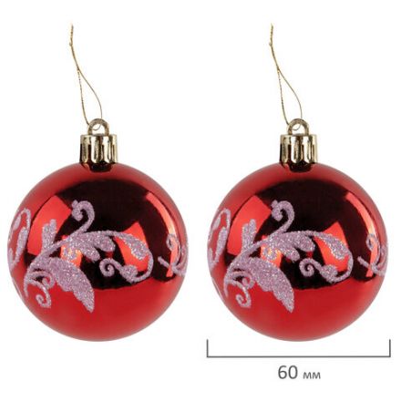 Шары ёлочные НАБОР 44 шт., 6 см/3 см,"Red&White", красные/белые, пластик, ЗОЛОТАЯ СКАЗКА, 592166