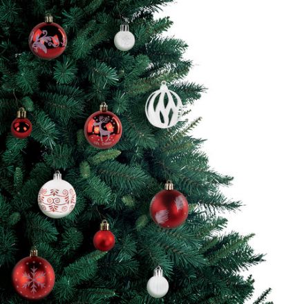 Шары ёлочные НАБОР 44 шт., 6 см/3 см,"Red&White", красные/белые, пластик, ЗОЛОТАЯ СКАЗКА, 592166