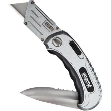 Нож универсальный Attache Selection 2в1,19мм трапец.+складное лезвие Нож универсальный Attache Selection 2в1,19мм трапец.+складное лезвие