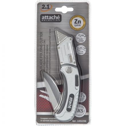 Нож универсальный Attache Selection 2в1,19мм трапец.+складное лезвие Нож универсальный Attache Selection 2в1,19мм трапец.+складное лезвие