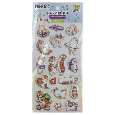 Наклейки зефирные "Котики", 18х9,5 см, ассорти 6 видов, FUNSTER (ФАНСТЕР), 666092