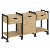 Loft Тумба на колесных опорах наборная. Вариант №6 VR.L-TN-6.K Тиквуд светлый/Чёрный металл 1440*460*767