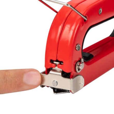 Степлер мебельный стальной, тип скобы 53, высота скоб 4-8 мм, 200 скоб 8 мм в комплекте, RABBITEX (РАББИТЕКС), 671322