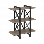 Loft Стеллаж на колесных опорах-3 полки VR.L-MST.K-3.4V Тиквуд тёмный/Чёрный металл 800*400*968