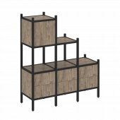 Loft Прямой стеллаж наборный VR.L-12 Тиквуд тёмный/Чёрный металл 1278*446*1458