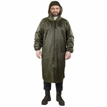 Дождевик-плащ хаки С КАРМАНАМИ многоразовый на молнии, размер 56-58, рост 170-176, ГРАНДМАСТЕР, 610884 Дождевик-плащ хаки С КАРМАНАМИ многоразовый на молнии, размер 56-58, рост 170-176, ГРАНДМАСТЕР, 610884