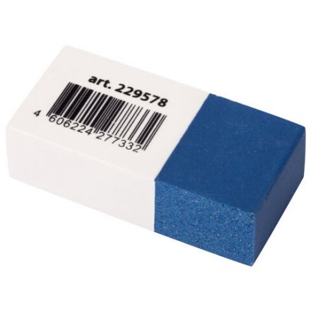Ластик BRAUBERG "PENCIL & INK", 39х18х12 мм, для ручки и карандаша, бело-синий, 229578 Ластик BRAUBERG "PENCIL & INK", 39х18х12 мм, для ручки и карандаша, бело-синий, 229578
