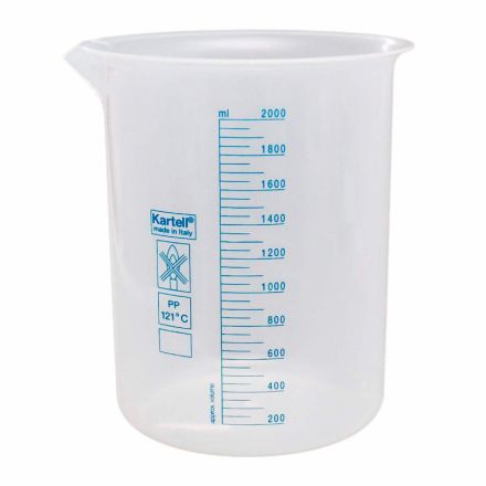 Мерный стакан  2000 мл ПП 4 шт/уп, автоклав. +121С, Kartell 11000822