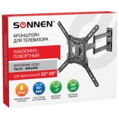 Кронштейн-крепление для ТВ настенный, до 35 кг. VESA 75х75-400х400, 32"-55", черный, SONNEN, 455946 Кронштейн-крепление для ТВ настенный, до 35 кг. VESA 75х75-400х400, 32"-55", черный, SONNEN, 455946