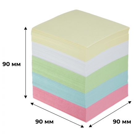 Блок для записей Attache Economy непроклеен.9х9х9см цветной черед.с белым