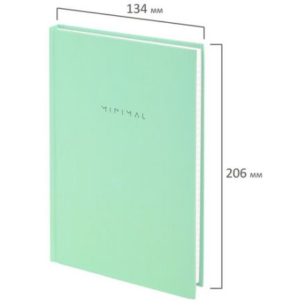 Блокнот А5 134х206 мм, 80 л., твёрдый, клетка, BRAUBERG "Minimal", мятный, 116443