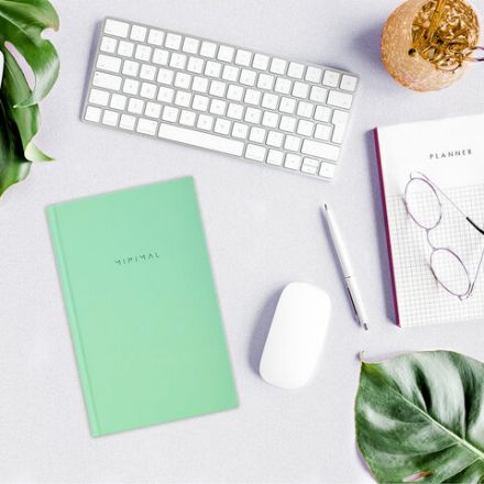 Блокнот А5 134х206 мм, 80 л., твёрдый, клетка, BRAUBERG "Minimal", мятный, 116443