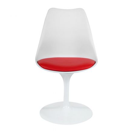 Стул TULIP FASHION CHAIR (mod.109) металл/пластик/PU, 48 x 55 x 81см, белый / красный