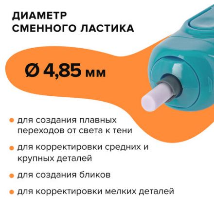 Ластик электрический BRAUBERG "JET", питание от 2 батареек ААА, 8 сменных ластиков, голубой, 229612 Ластик электрический BRAUBERG "JET", питание от 2 батареек ААА, 8 сменных ластиков, голубой, 229612