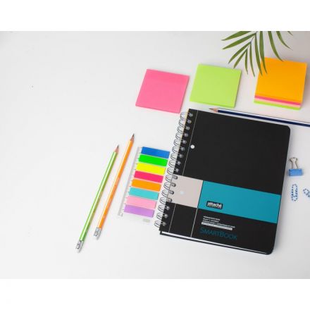 Бизнес-тетрадь Attache Selection Smartbook А5 120 листов серая/бирюзовая в клетку 1 разделитель на спирали (181х212 мм)