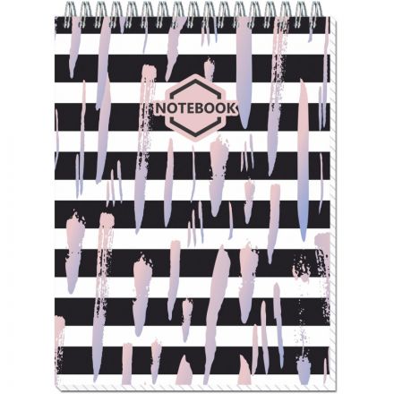 Блокнот А5,80л,клетка,метал.гребень,цв.обложка Стильный Офис 2737 в ассорт