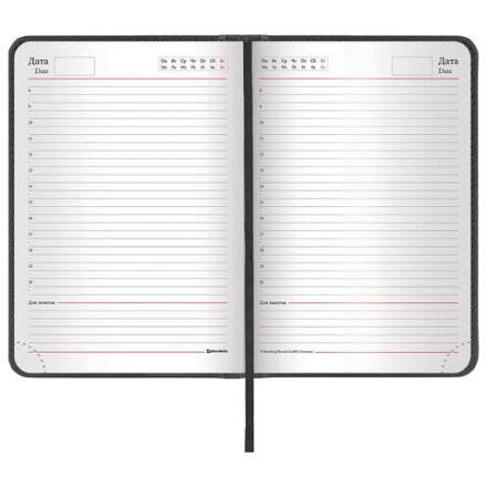 Ежедневник недатированный А5 138х213 мм BRAUBERG "Favorite" под кожу, 160 л., черный, 123397