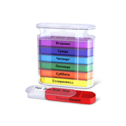 ТАБЛЕТНИЦА / Контейнер-органайзер для лекарств и витаминов "7 дней/4 приема CLEAR" DASWERK (ДАСВЕРК), 630846