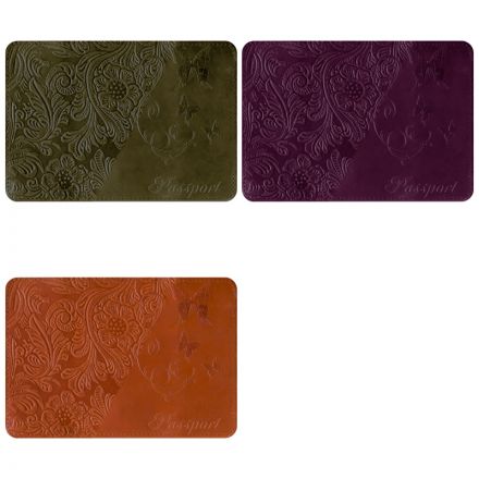 Обложка для паспорта OfficeSpace кожа, тиснение орнамент бабочки, ассорти