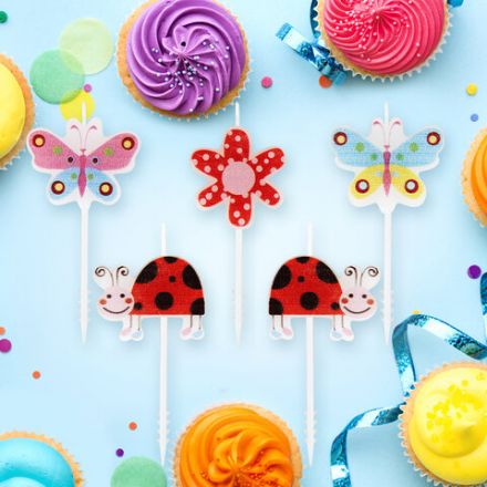 Свечи фигурные для торта на шпажках "Бабочки, божьи коровки", 5 шт, 2,5х3 см, ЗОЛОТАЯ СКАЗКА, 591463 Свечи фигурные для торта на шпажках "Бабочки, божьи коровки", 5 шт, 2,5х3 см, ЗОЛОТАЯ СКАЗКА, 591463
