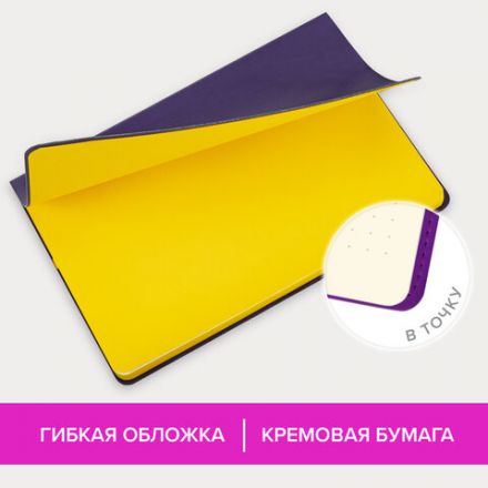 Блокнот А5 (148x218 мм), BRAUBERG "Metropolis Mix", под кожу, 80 л., в точку, сиреневый, 113315 Блокнот А5 (148x218 мм), BRAUBERG "Metropolis Mix", под кожу, 80 л., в точку, сиреневый, 113315