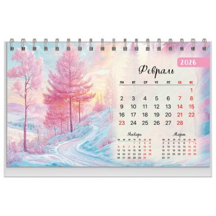 Календарь-домик настольный на гребне, 2026 г., BRAUBERG, 160х110 мм, 6 листов, "Природа", 117298