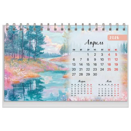 Календарь-домик настольный на гребне, 2026 г., BRAUBERG, 160х110 мм, 6 листов, "Природа", 117298