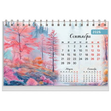 Календарь-домик настольный на гребне, 2026 г., BRAUBERG, 160х110 мм, 6 листов, "Природа", 117298
