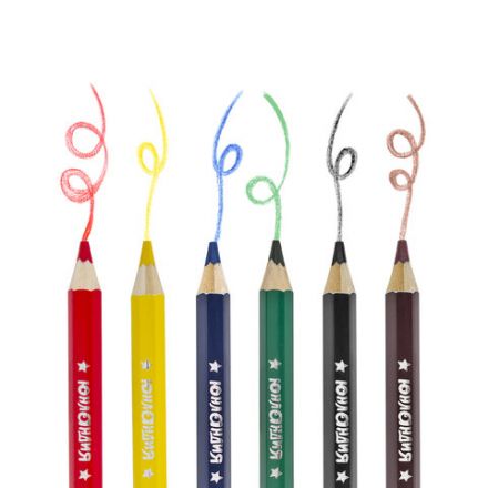 Карандаши цветные утолщенные ЮНЛАНДИЯ "МАЛЫШИ-КАРАНДАШИ", 6 цветов, укороченные, шестигранные, грифель 5 мм, натуральное дерево, 181375