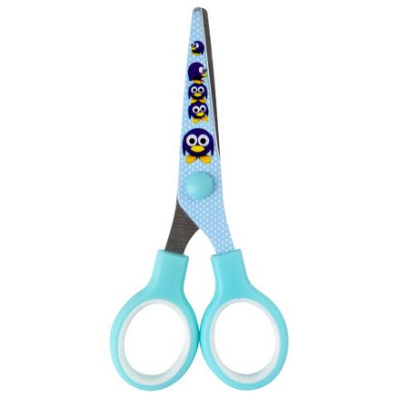 Ножницы 130 мм с цветной печатью "Пингвины", голубые, закругленные, BRAUBERG KIDS, 232271 Ножницы 130 мм с цветной печатью "Пингвины", голубые, закругленные, BRAUBERG KIDS, 232271