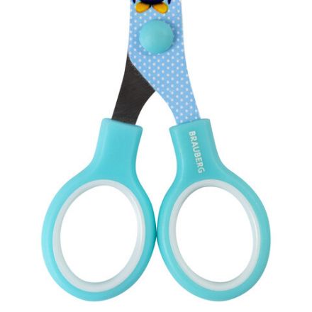 Ножницы 130 мм с цветной печатью "Пингвины", голубые, закругленные, BRAUBERG KIDS, 232271 Ножницы 130 мм с цветной печатью "Пингвины", голубые, закругленные, BRAUBERG KIDS, 232271