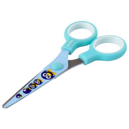 Ножницы 130 мм с цветной печатью "Пингвины", голубые, закругленные, BRAUBERG KIDS, 232271 Ножницы 130 мм с цветной печатью "Пингвины", голубые, закругленные, BRAUBERG KIDS, 232271