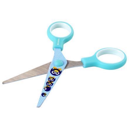 Ножницы 130 мм с цветной печатью "Пингвины", голубые, закругленные, BRAUBERG KIDS, 232271 Ножницы 130 мм с цветной печатью "Пингвины", голубые, закругленные, BRAUBERG KIDS, 232271