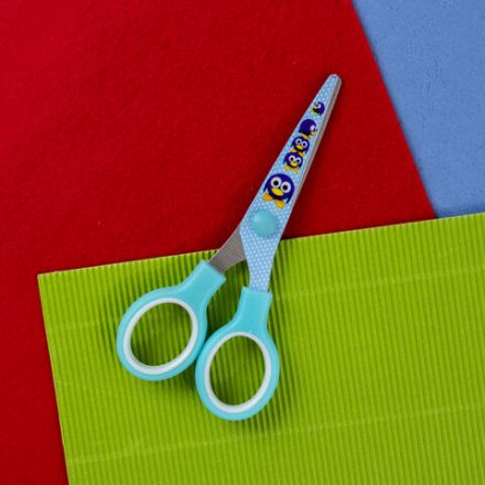 Ножницы 130 мм с цветной печатью "Пингвины", голубые, закругленные, BRAUBERG KIDS, 232271 Ножницы 130 мм с цветной печатью "Пингвины", голубые, закругленные, BRAUBERG KIDS, 232271