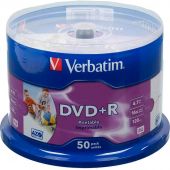 Носители информации DVD+R Verbatim 4.7Gb 16x Cake 50шт/уп Printable (43512) Носители информации DVD+R Verbatim 4.7Gb 16x Cake 50шт/уп Printable (43512)