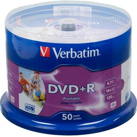 Носители информации DVD+R Verbatim 4.7Gb 16x Cake 50шт/уп Printable (43512)