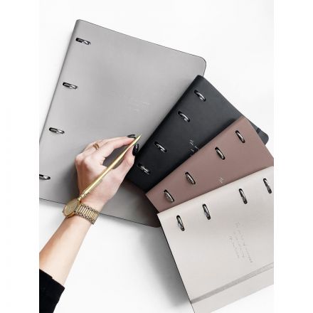 Тетрадь со сменным блоком А4,120л,Infolio Study,Quote,иск.кож,серый,N3824