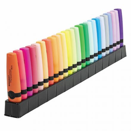 Набор текстовыделителей 24 ЦВЕТА на подставке, BRAUBERG "DELTA", 15 пастельных цветов + 9 неоновых цветов, линия 1-5 мм, 152506